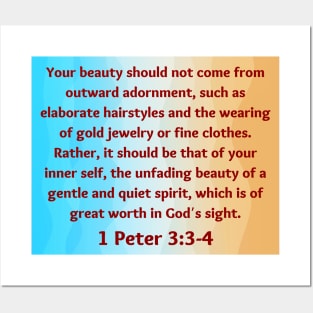 Bible Verse 1 Peter 3:3-4 Posters and Art